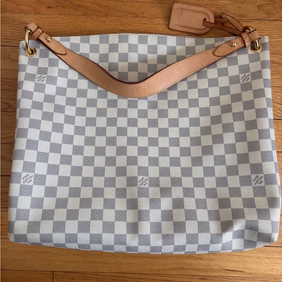 Louis Vuitton Gray and Tan Checkered Satchel - Picture 6 of 6